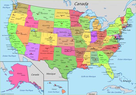 Carte des États-Unis d'Amérique illustrée à imprimer gratuitement. Carte des États-Unis d'Amérique à imprimer - Lulu la taupe, jeux gratuits pour enfants ≡ Open menu 